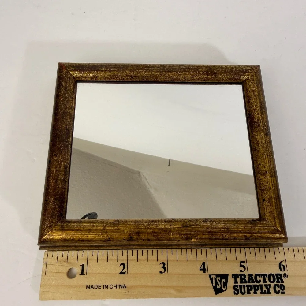 Vintage Gold Framed Wall Mirror Taiwan ROC Small Hollywood Regency Cottagecore